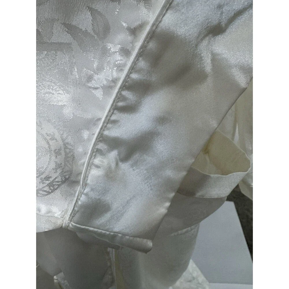 Vintage Long Womens Robe Ivory Victoria Secret Gold Label Bridal Pockets Sz M/L